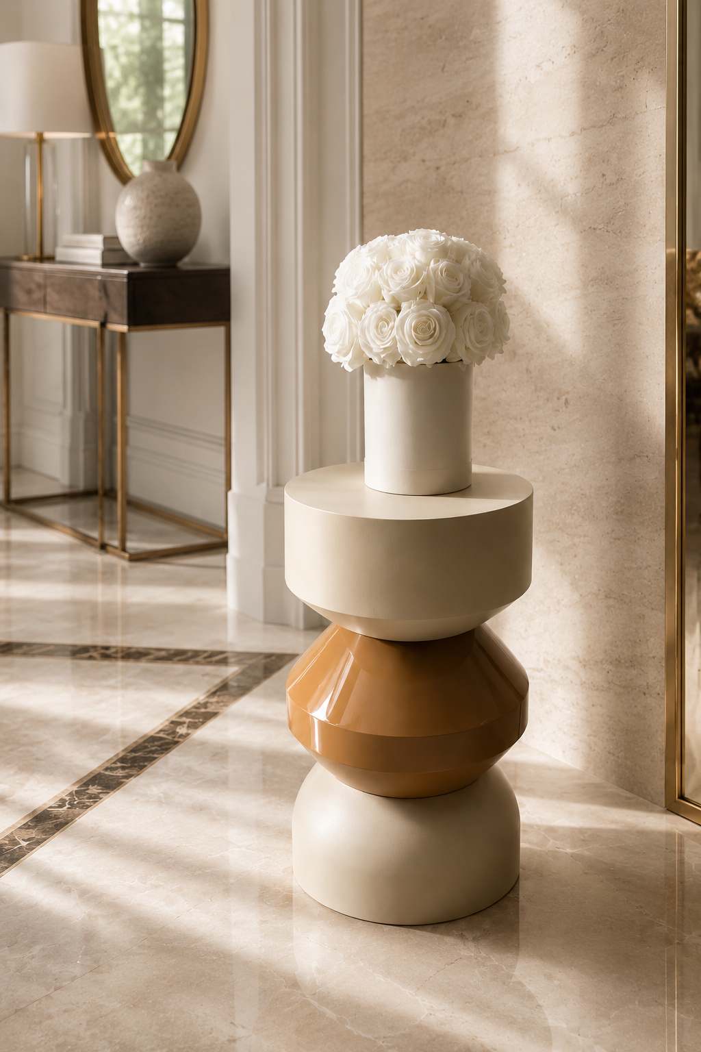 The Palm Springs Sculptural Side Table — Sand & Amber
